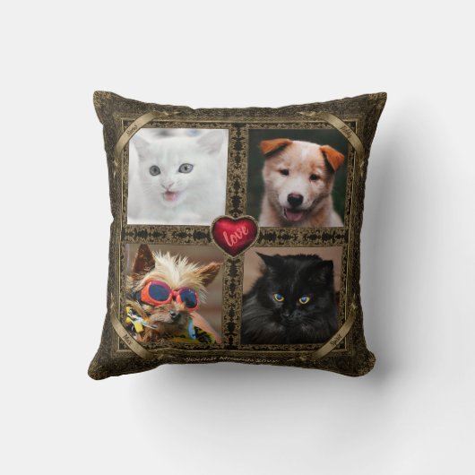 ペット用画像4+4フォトコラージュ、ヴィンテージ – 両面 クッション (裏面)