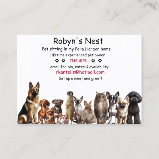 ペット用着座名刺 名刺 (正面)