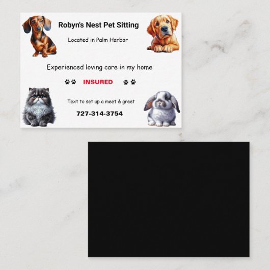 ペット用着座名刺 名刺 (正面/裏面)
