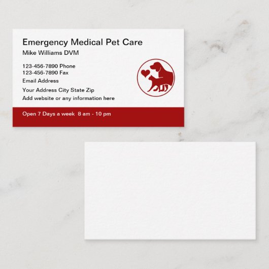 ペット用緊急気に事業用カード 名刺 (正面/裏面)