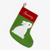 ペット白うさぎ スモールクリスマスストッキング (正面 (吊り時))