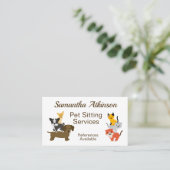 ペット着席かわいい猫犬イラストレーション 名刺 (スタンド正面)