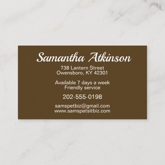 ペット着席かわいい猫犬イラストレーション 名刺 (裏面)