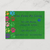 ペット着席のペットの世話のテーマの名刺 名刺 (裏面)