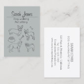 ペット着席ドッグ歩くシッター水彩色 名刺 (正面/裏面)