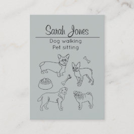 ペット着席ドッグ歩くシッター水彩色 名刺
