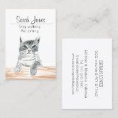 ペット着席ドッグ歩くシッター水彩色 名刺 (正面/裏面)