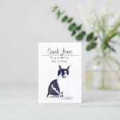 ペット着席ドッグ歩くシッター水彩色 名刺 (スタンド正面)
