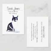 ペット着席ドッグ歩くシッター水彩色 名刺 (正面/裏面)