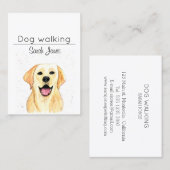 ペット着席ドッグ歩くシッター水彩色 名刺 (正面/裏面)