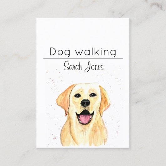 ペット着席ドッグ歩くシッター水彩色 名刺 (正面)
