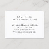 ペット着席ドッグ歩くシッター犬猫 名刺 (裏面)