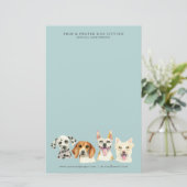 ペット着席ビジネス犬の水彩画 便箋 (スタンド正面)
