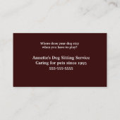 ペット着席犬のベビーシッターの名刺のテンプレート 名刺 (裏面)