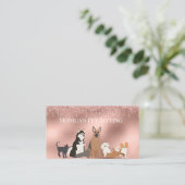 ペット着座ドッグキャットペット着座バラ金ゴールド箔 名刺 (スタンド正面)