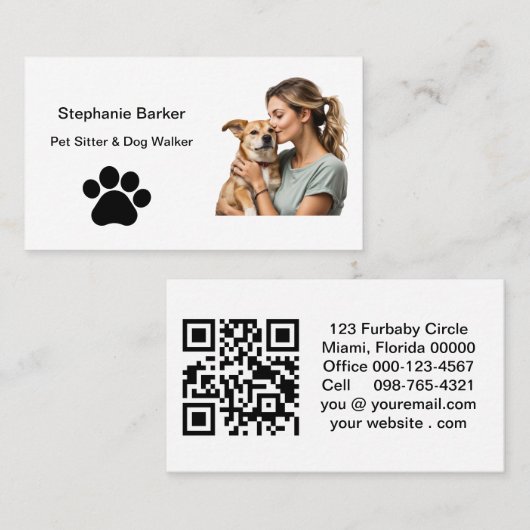 ペット着座写真ミニマリストポー 名刺 (正面/裏面)