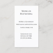 ペット着座犬猫養成ウォーター・カラー犬猫 名刺 (裏面)