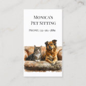 ペット着座犬猫養成ウォーター・カラー犬猫 名刺 (正面)