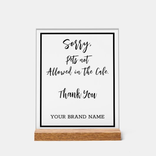 ペット禁止ペルソナリーカフェサルーンビジネス アクリルサイン (正面)