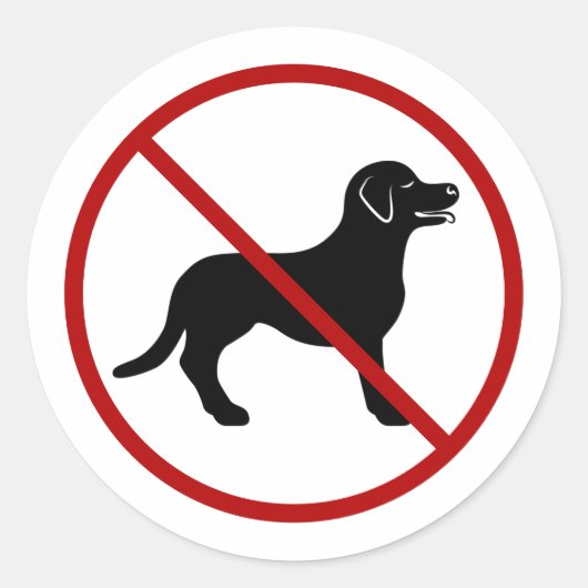 ペット禁止 黒犬のシルエット ラウンドシール (正面)