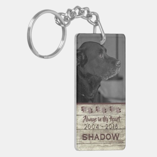 ペット素朴な私のハートの記念の写真の捧げ物 キーホルダー (正面左)
