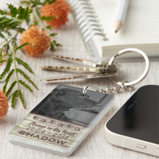 ペット素朴な私のハートの記念の写真の捧げ物 キーホルダー (正面右)