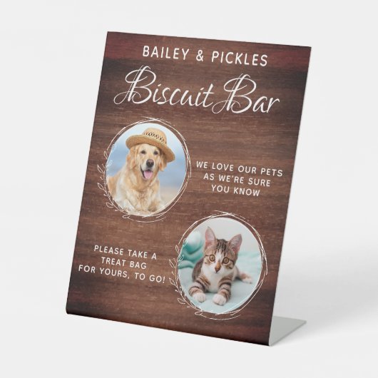 ペット素朴の結婚写真カスタム犬の好意を扱う 台座サイン (正面)