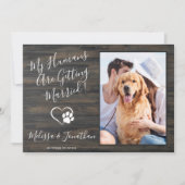 ペット素朴の結婚犬の写真QRコードすべて1つ 招待状 (正面)