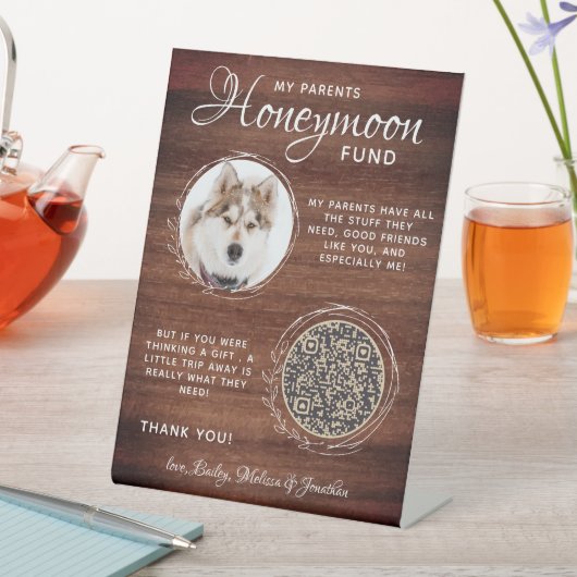 ペット素朴の結婚犬カスタム写真ハネムーン基金 台座サイン (インサイチュ)