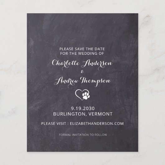 ペット素朴ドッグ写真バジェット結婚式の日付を保存 (裏面)