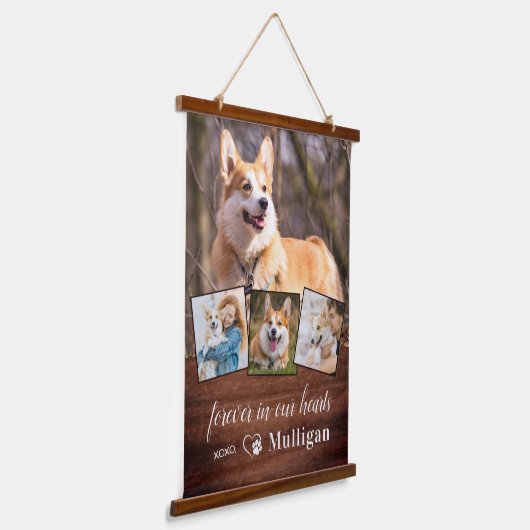 ペット素朴ドッグ記念カスタマイズ4フォトコラージュ 吊り下げ型タペストリー (傾斜あり)