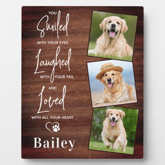 ペット素朴ドッグ記念パーソナライズされた記憶 フォトプラーク (正面)