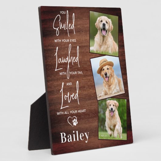 ペット素朴ドッグ記念パーソナライズされた記憶 フォトプラーク (側面)