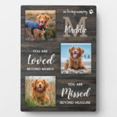 ペット素朴ドッグ記念パーソナライズされた3写真 フォトプラーク (正面)