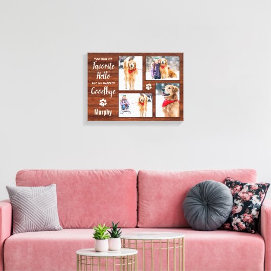 ペット素朴パーソナライズされたメモリアルコラージュ犬 キャンバスプリント (インサイチュ (リビング))