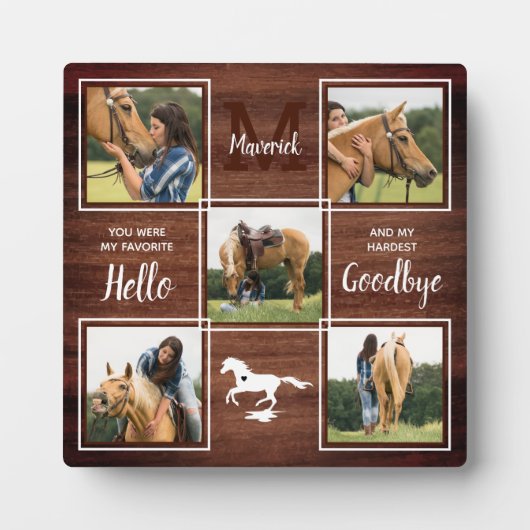 ペット素朴パーソナライズされた馬の記念写真 フォトプラーク (正面)