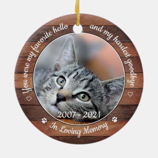 ペット素朴メモリアルお気に入りのハローハードバイ セラミックオーナメント (裏面)