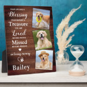 ペット素朴メモリアルドッグパーソナライズされたロス3写真 フォトプラーク (側面)