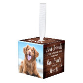 ペット素朴メモリアルパーソナライズされた写真を手でプリント キューブオーナメント (正面アングル)