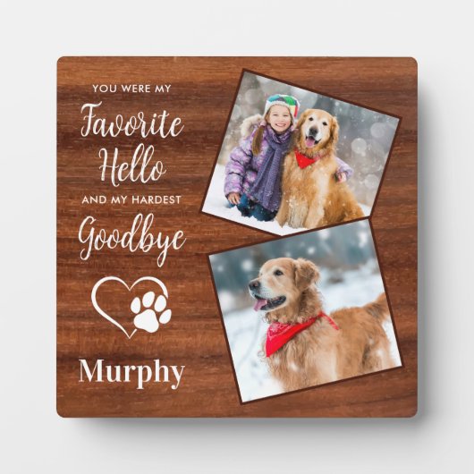 ペット素朴メモリアルパーソナライズされた写真を手でプリント フォトプラーク (正面)