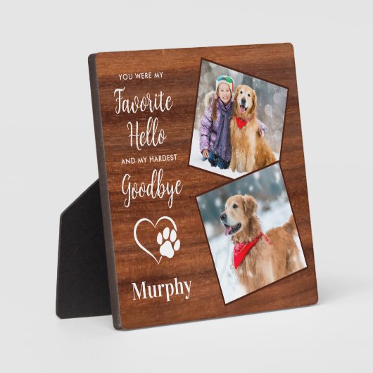 ペット素朴メモリアルパーソナライズされた写真を手でプリント フォトプラーク (正面)