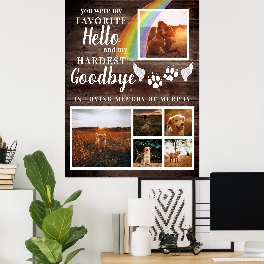 ペット素朴メモリアルパーソナライズされた写真を手でプリント ポスター (ホームオフィス)
