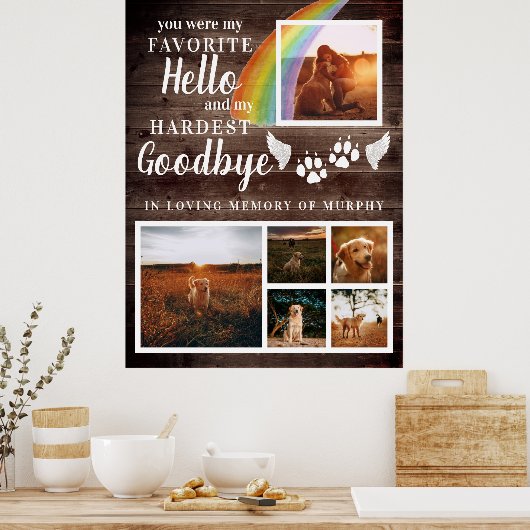 ペット素朴メモリアルパーソナライズされた写真を手でプリント ポスター (キッチン)