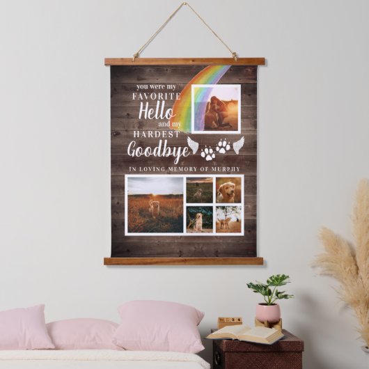 ペット素朴メモリアルパーソナライズされた写真を手でプリント 吊り下げ型タペストリー (寝室)