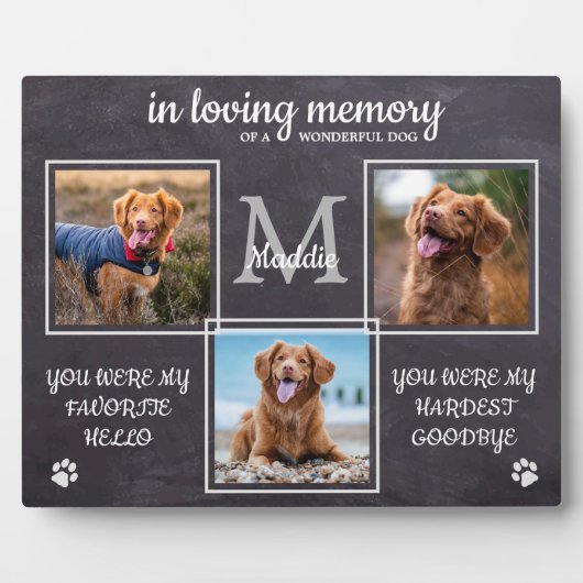 ペット素朴メモリアルペットロス悔やみや弔慰3写真 フォトプラーク (正面)
