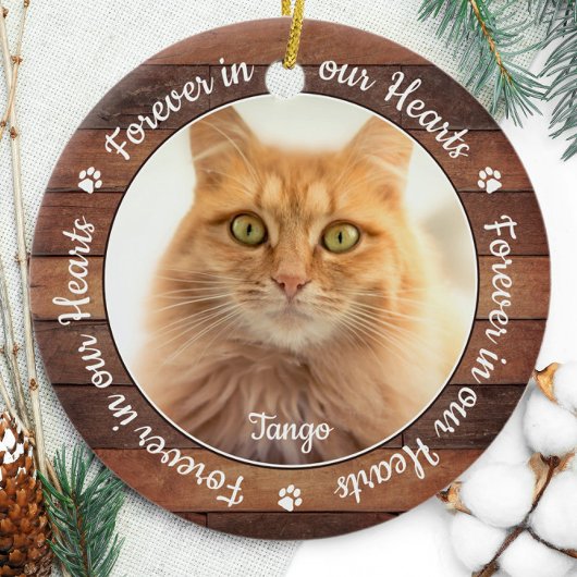 ペット素朴メモリアルポープリントキャットドッグ2写真 セラミックオーナメント