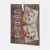 ペット素朴メモリアル詩犬2写真 ガラスオーナメント (正面左)