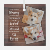 ペット素朴メモリアル詩犬2写真 ガラスオーナメント (正面)