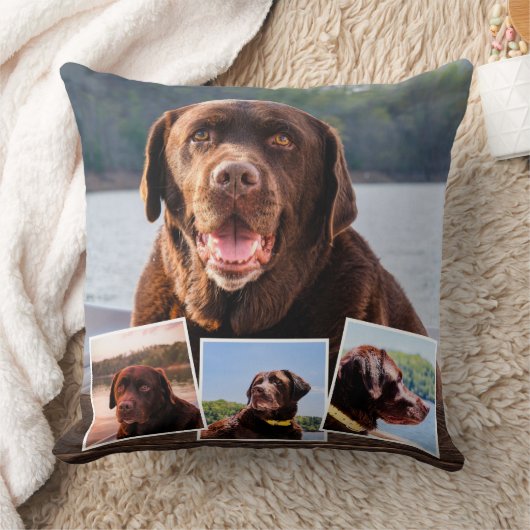 ペット素朴メモリアル4写真コラージュ&引用文 クッション (ブランケット)