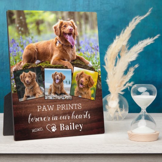 ペット素朴メモリパーソナライズされたー4フォトドッグ フォトプラーク (側面)